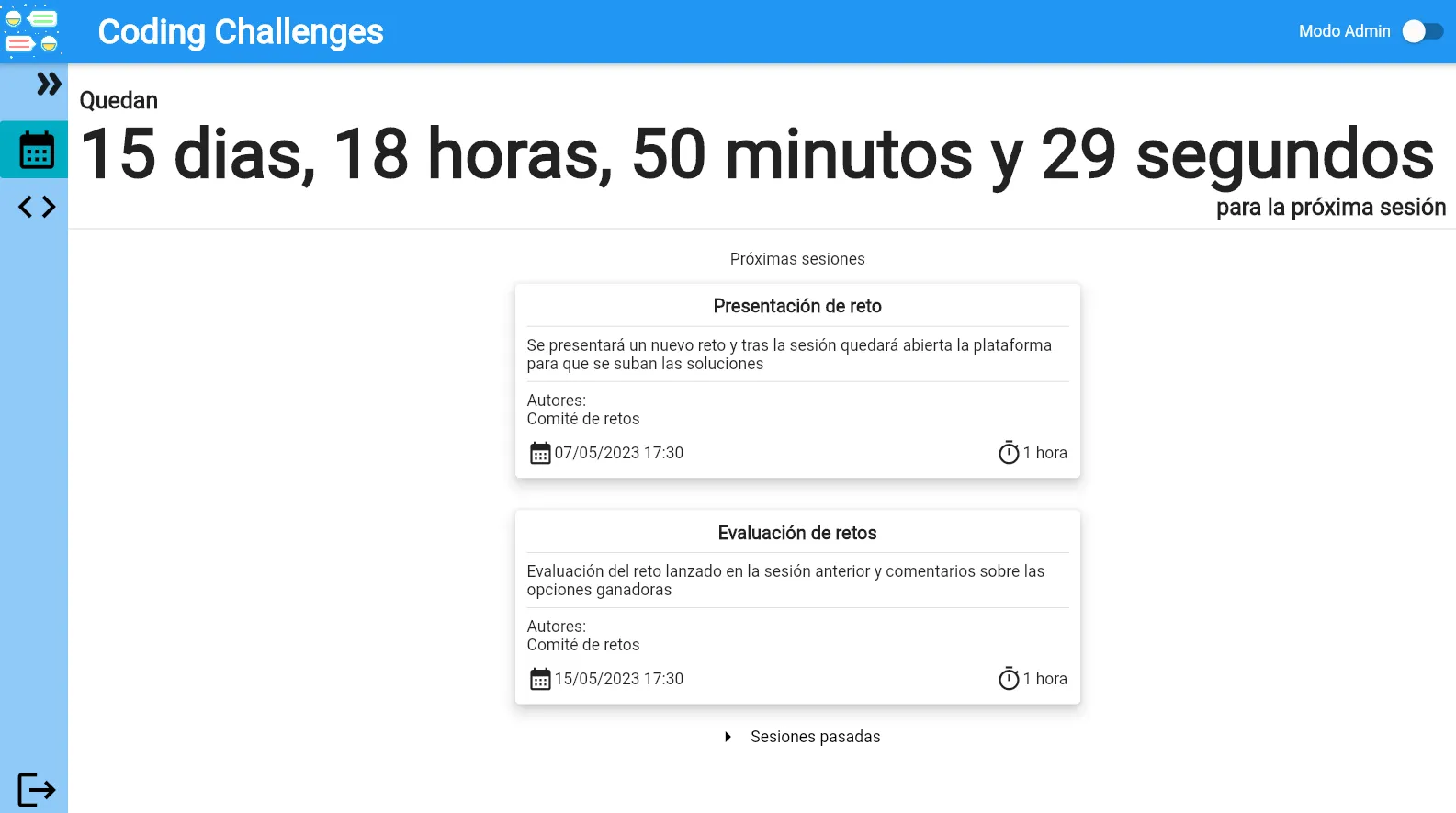 Programación de sesiones